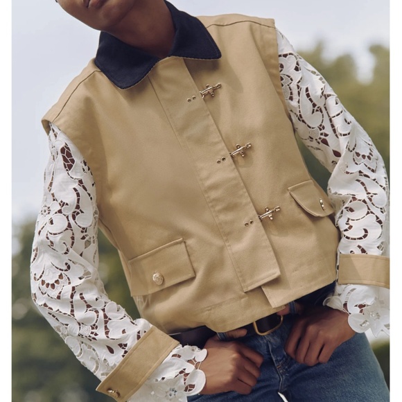 Hill House Jackets & Blazers - Hill House The Clarisse Jacket in Khaki Canvas